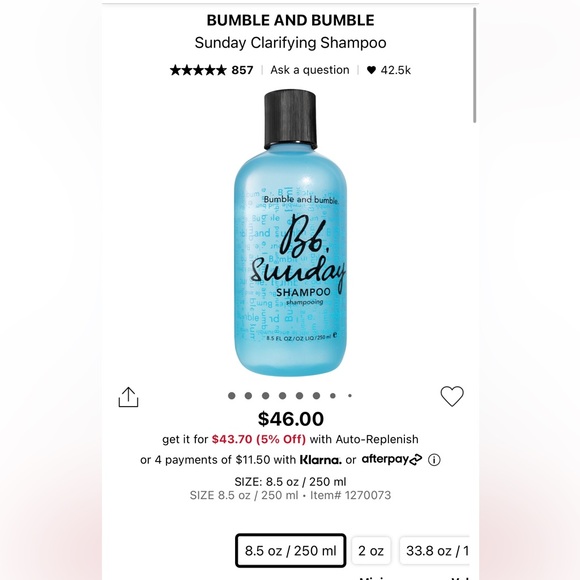 Bumble & Bumble Sunday Shampoo x 3 FULL SIZE bottles - Picture 2 of 2